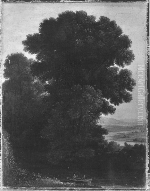 Abendlandschaft mit dichter Baumgruppe Oil Painting by Claude Lorrain (Claude Gellee)