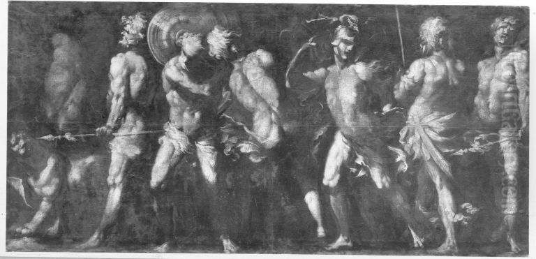 Beutetrager mit Tiger Oil Painting by Giovanni Andrea Donducci