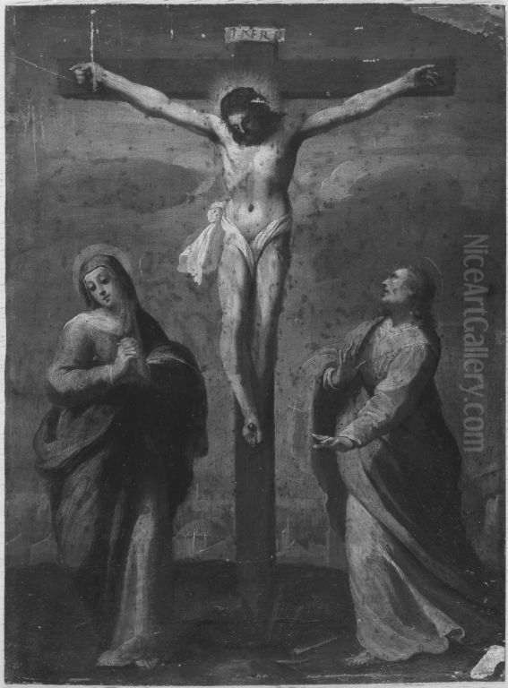 Christus am Kreuz mit Maria und Johannes Oil Painting by Perino del Vaga