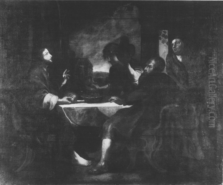 Christus in Emmaus Oil Painting by Kaspar Amort