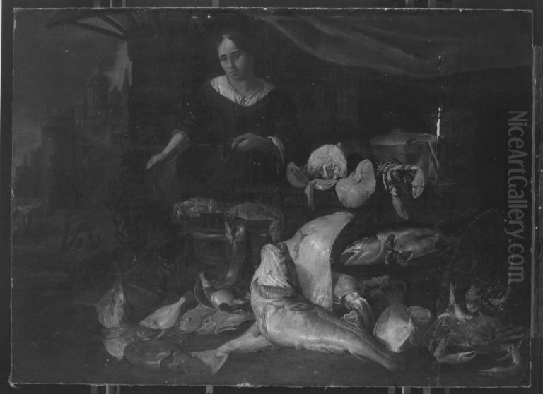 Die Fischhandlerin Oil Painting by Juriaen van Streeck