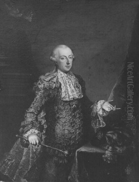 Joseph II, Holy Roman Emperor in Spanish Mantelkleid Oil Painting by Martin Van Meytens