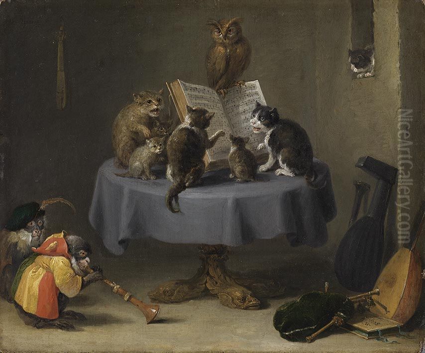 The Concert of Cats Oil Painting by David Teniers the Younger