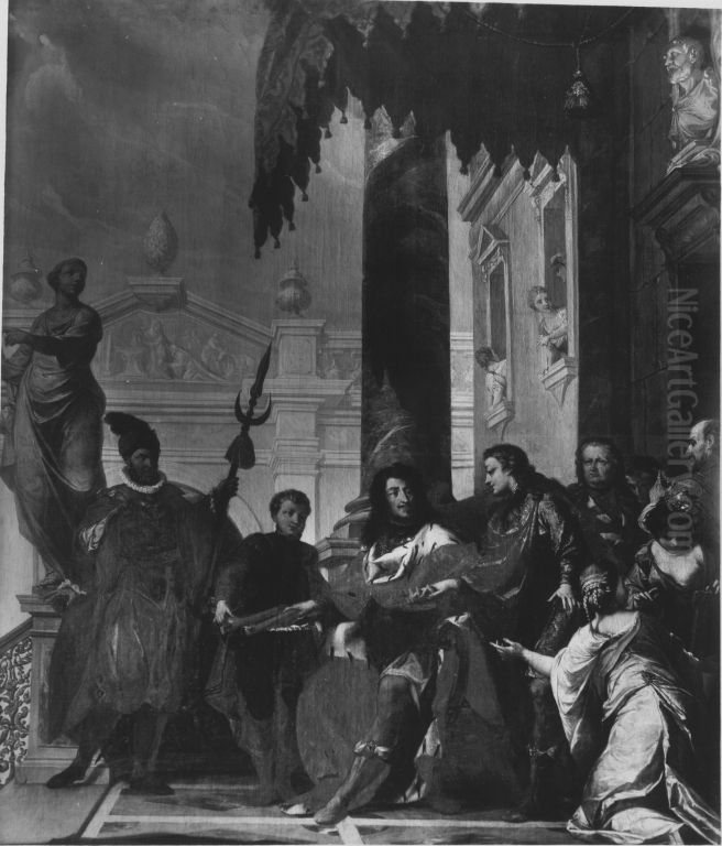 Kurfurst Johann Wilhelm ubergibt den Kommandostab Oil Painting by Antonio Bellucci