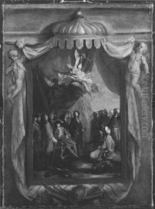 Kurfurst Max Emanuel empfangt die turkische Gesandtschaft (Olskizze)