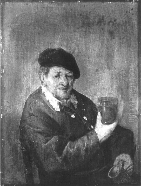 Mann in rotbraunem Gewand Oil Painting by Adriaen van Ostade