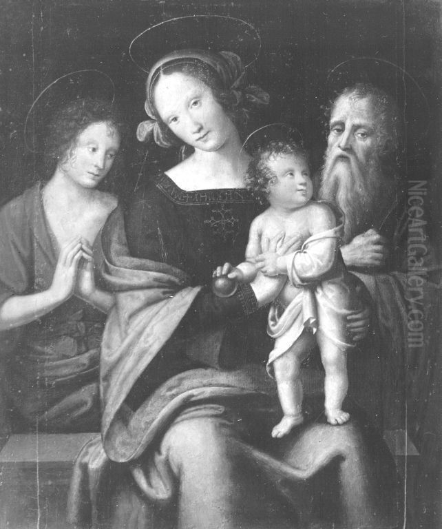 Maria mit Kind mit den hll. Johannes der Taufer und Hieronymus Oil Painting by Pietro Vannucci Perugino