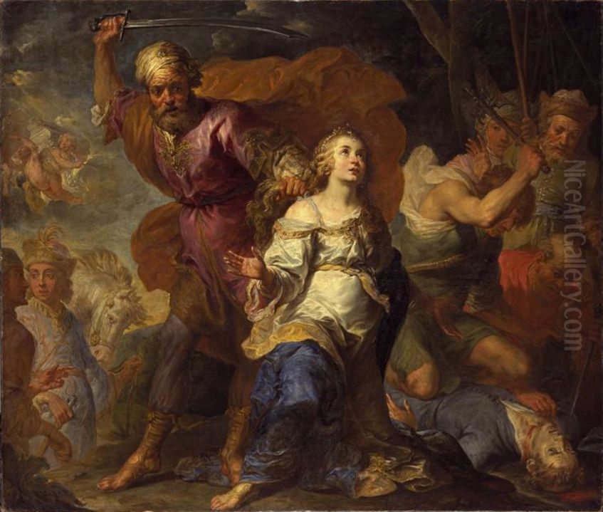 Martyrium des hl. Dymphna und des hl. Gerbert Oil Painting by Jacques de l'Ange