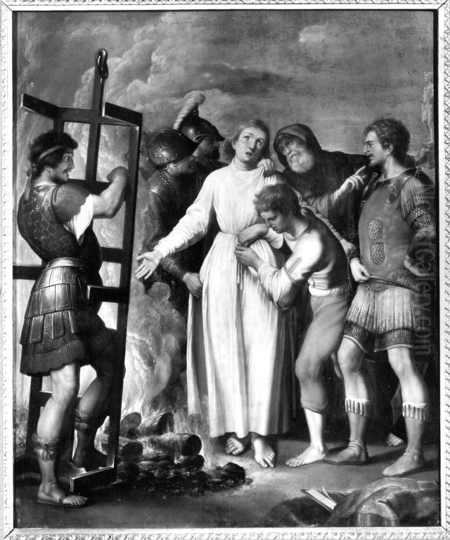 Hl. Laurentius, Ruckseite: Teil eines hl. Christophorus Oil Painting by Adam Elsheimer