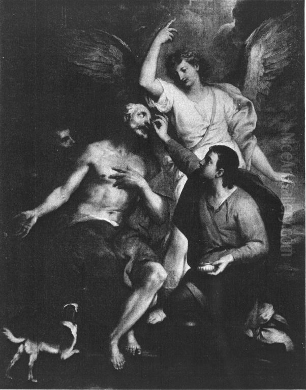 Tobias heilt seinen blinden Vater Oil Painting by Gregorio Lazzarini