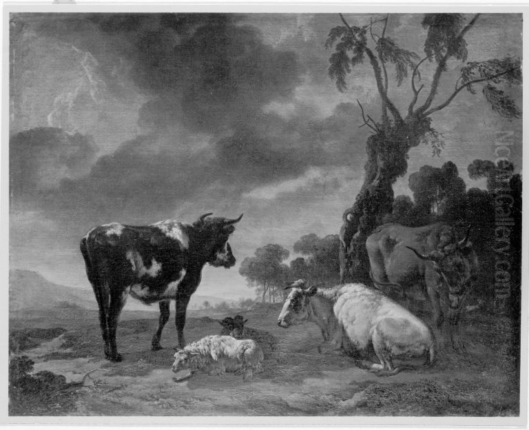 Weidevieh Oil Painting by Jacob Van Der Does