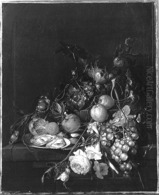 Stillleben mit Fruchten und Blumen Oil Painting by Cornelis De Heem