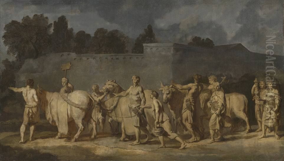 Zug der Opferstiere (Folge 10/12) Oil Painting by Gerard de Lairesse