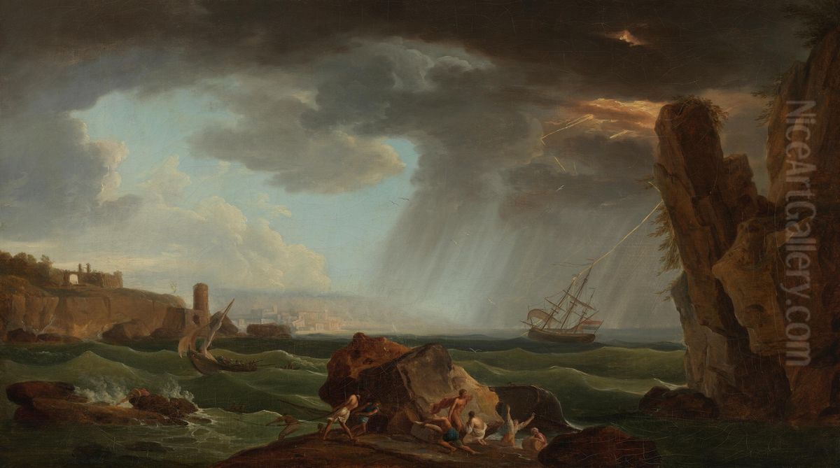 Schiffbruch am Abend Oil Painting by Joseph Vernet