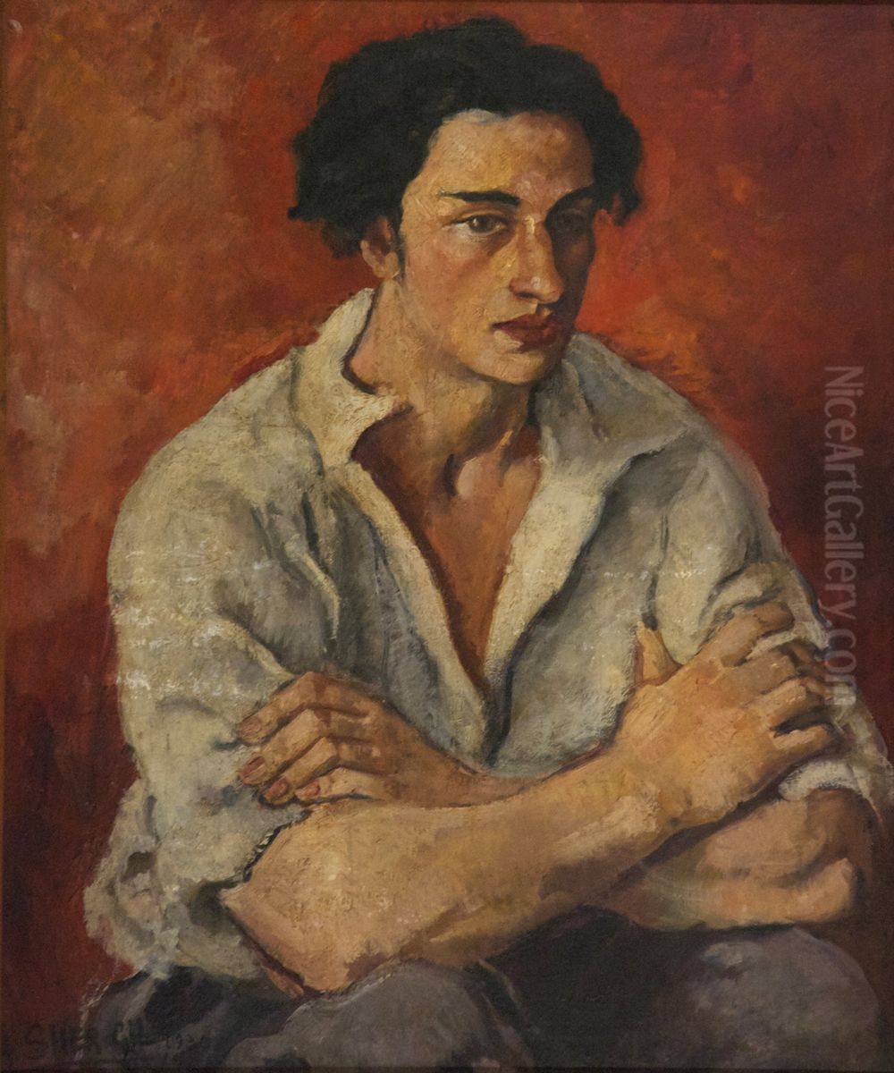 Portrait of a Young Man Oil Painting by Amrita Sher-Gil