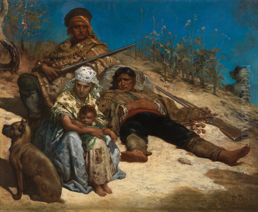 A Family of Spanish Poachers Oil Painting by Gustave Dore