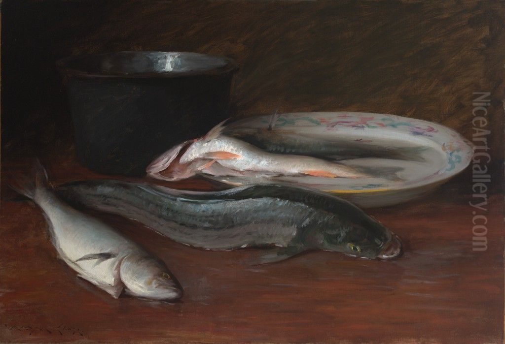 Still Life with Fish Oil Painting by William Merritt Chase