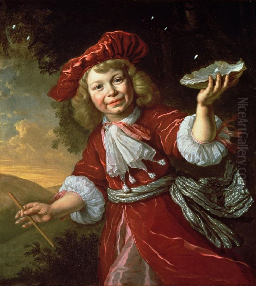 Portrait of a Boy (blowing bubbles) Oil Painting by Bartholomeus Van Der Helst