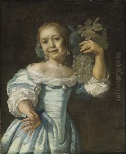 Portrait of Girl with a Bunch of Grapes