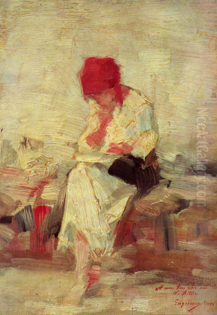 Peasant reading, Oil Painting by Nicolae Grigorescu