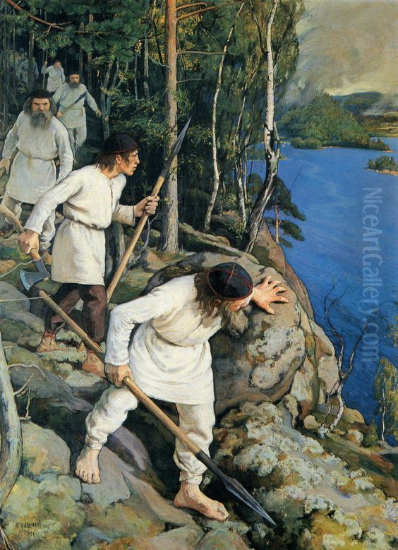 Vainolaista vastaan Oil Painting by unknown