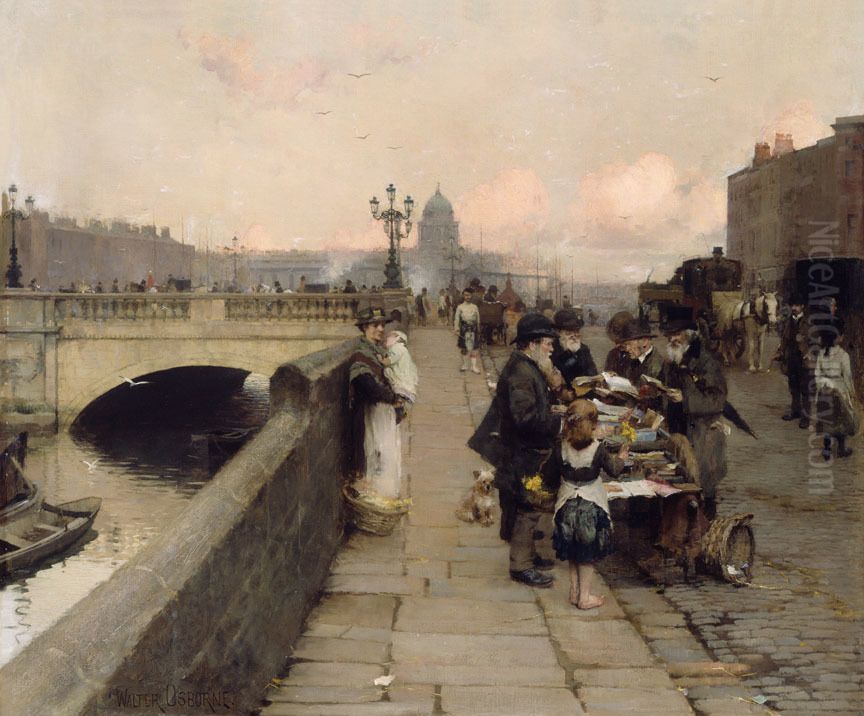 Dublin Streets a Vendor of Books Oil Painting by Walter Osborne