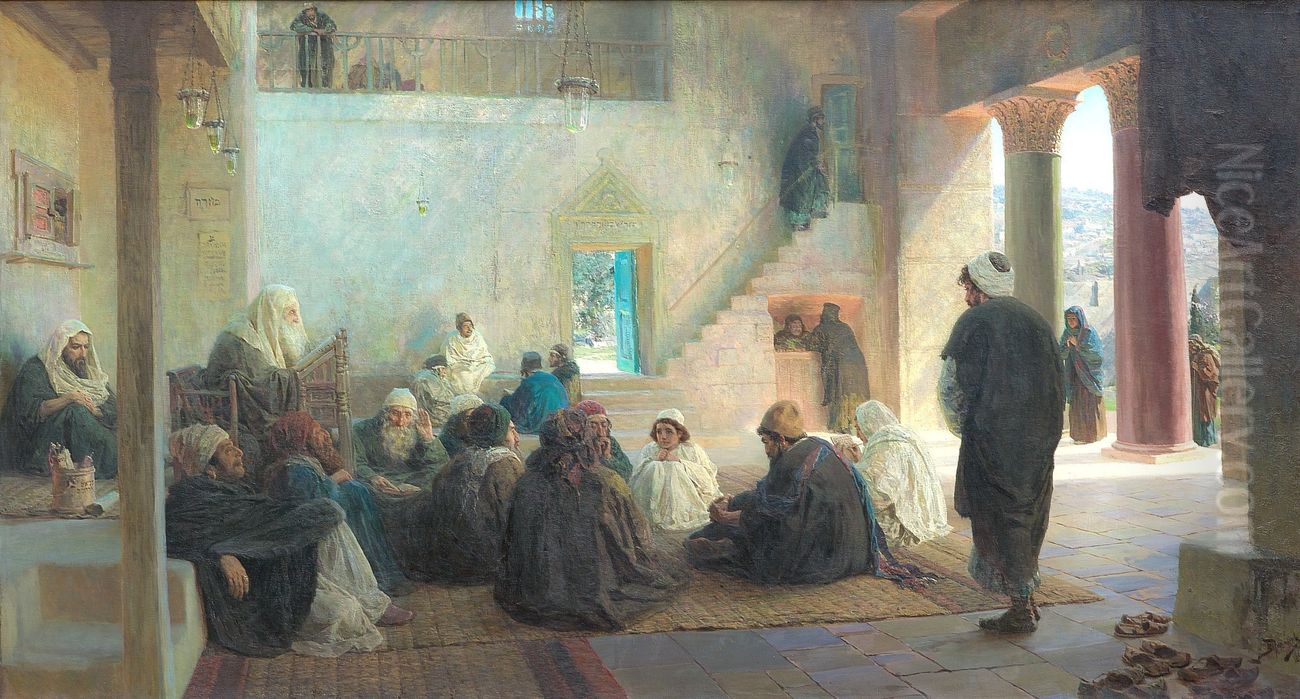 <<Sredi ucitelej>> Oil Painting by Vasily Polenov