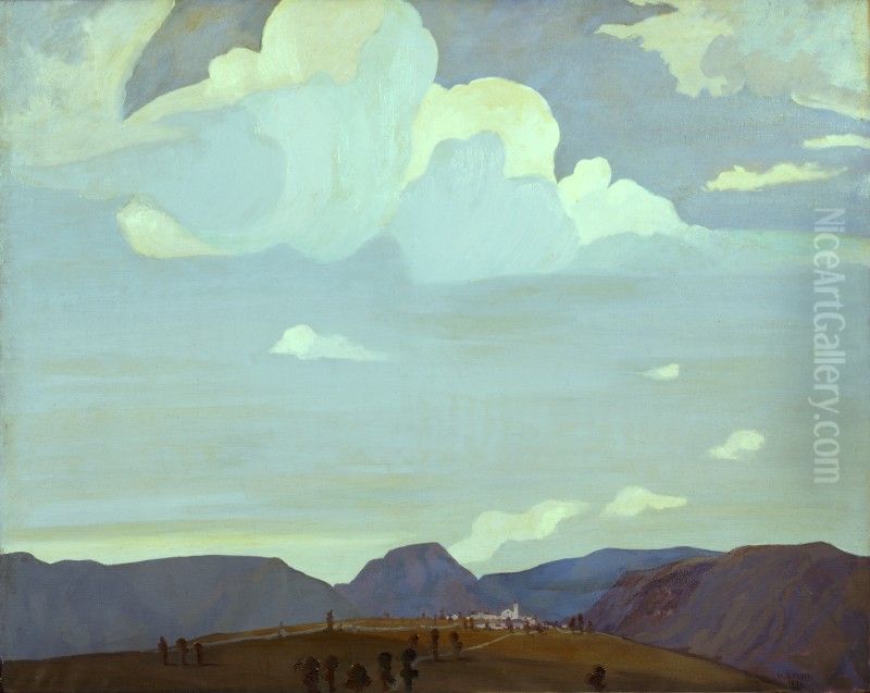L'altipiano Oil Painting by Napoleone Giovanni Fiumi