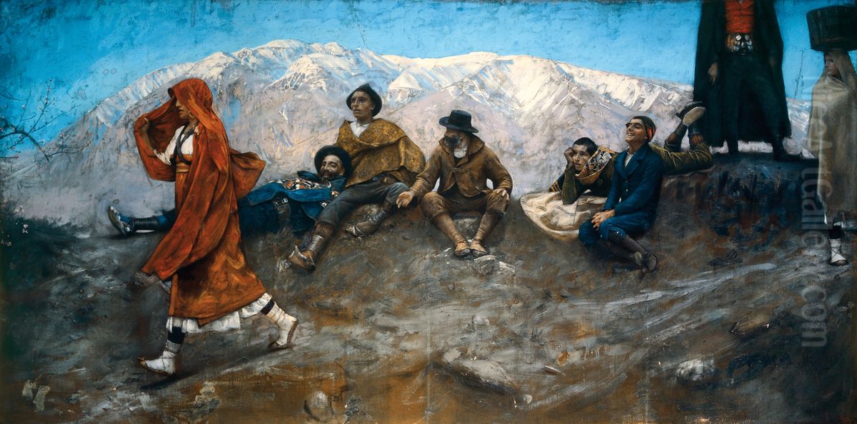 La figlia di Iorio Oil Painting by Francesco Paolo Michetti