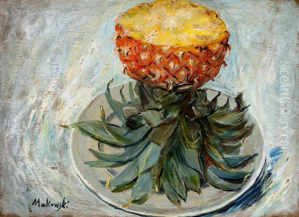 Pineapple on a plate Oil Painting by Tadeusz Makowski