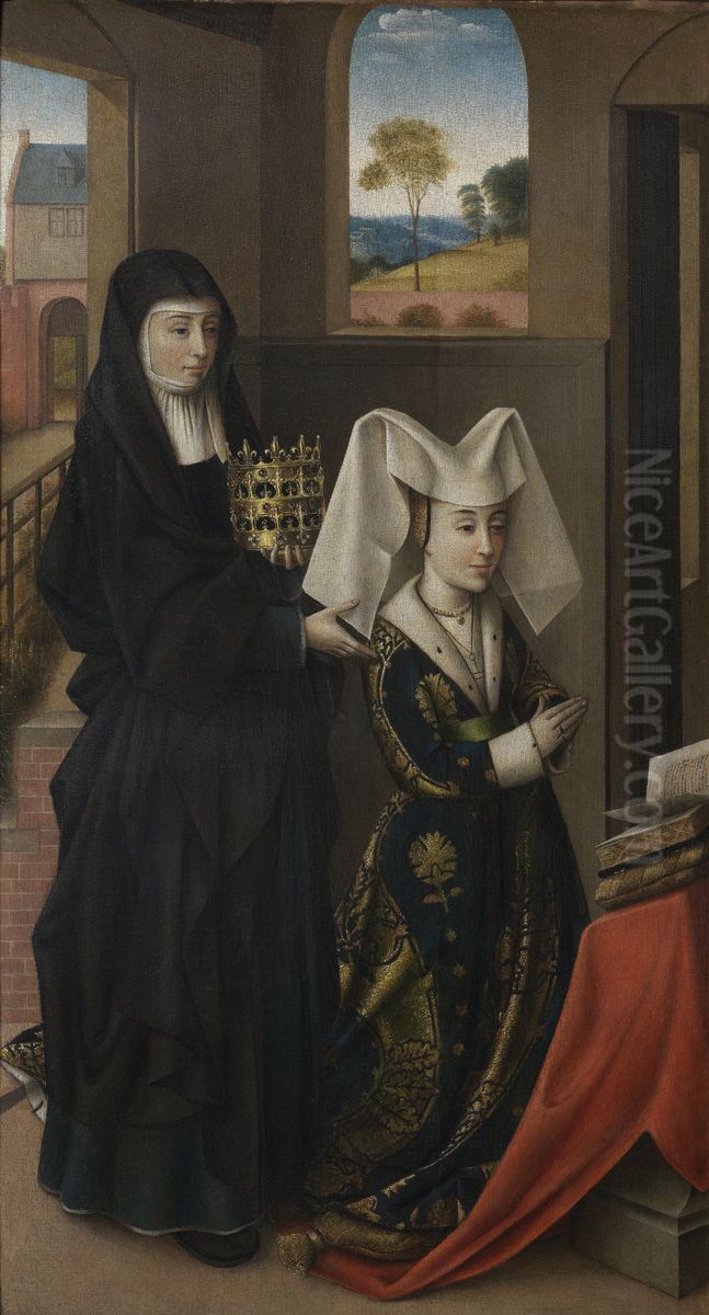 Isabell from Portugal with St. Elisabeth Oil Painting by Petrus Christus