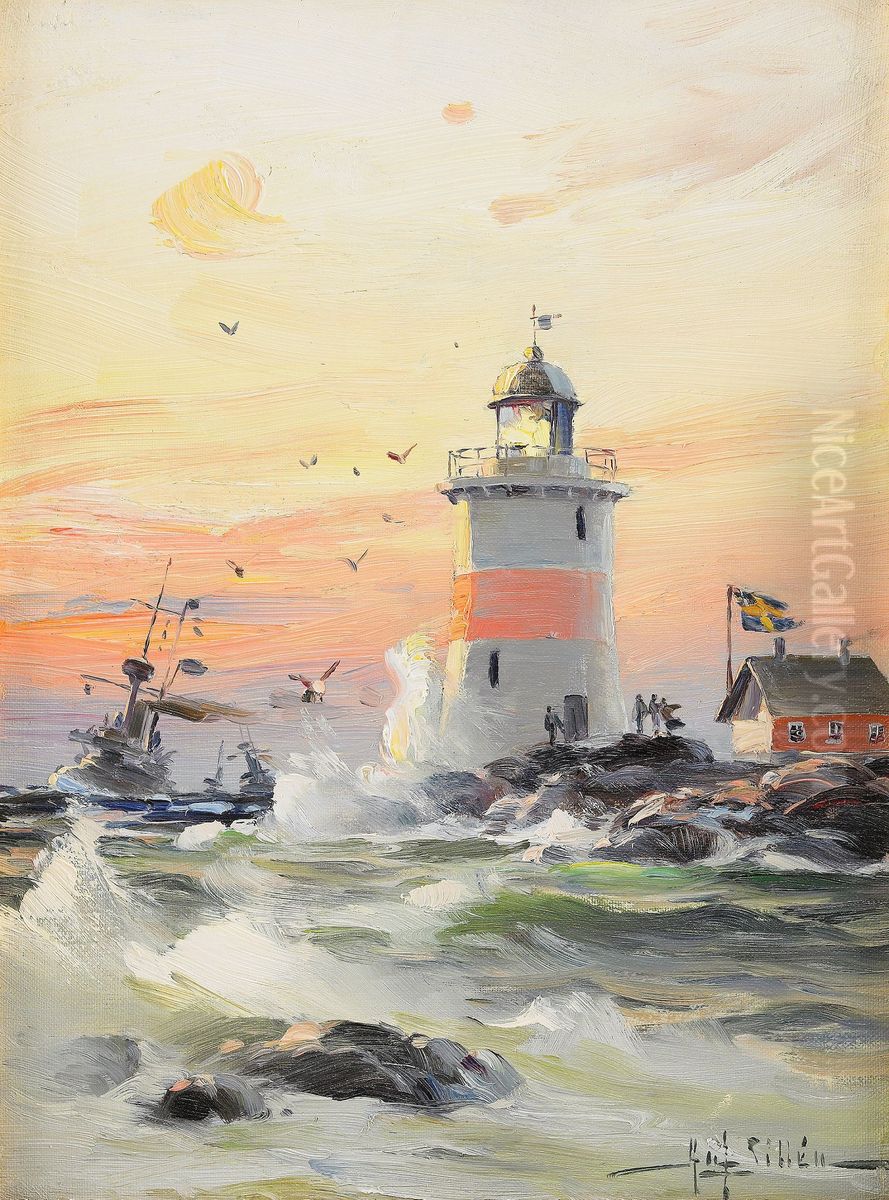 Coastal landscape with lighthouse Oil Painting by unknown
