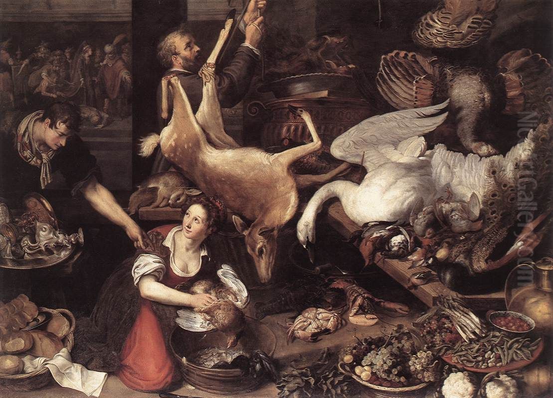 Kitchen Scene Oil Painting by Adriaen van Nieulandt the younger