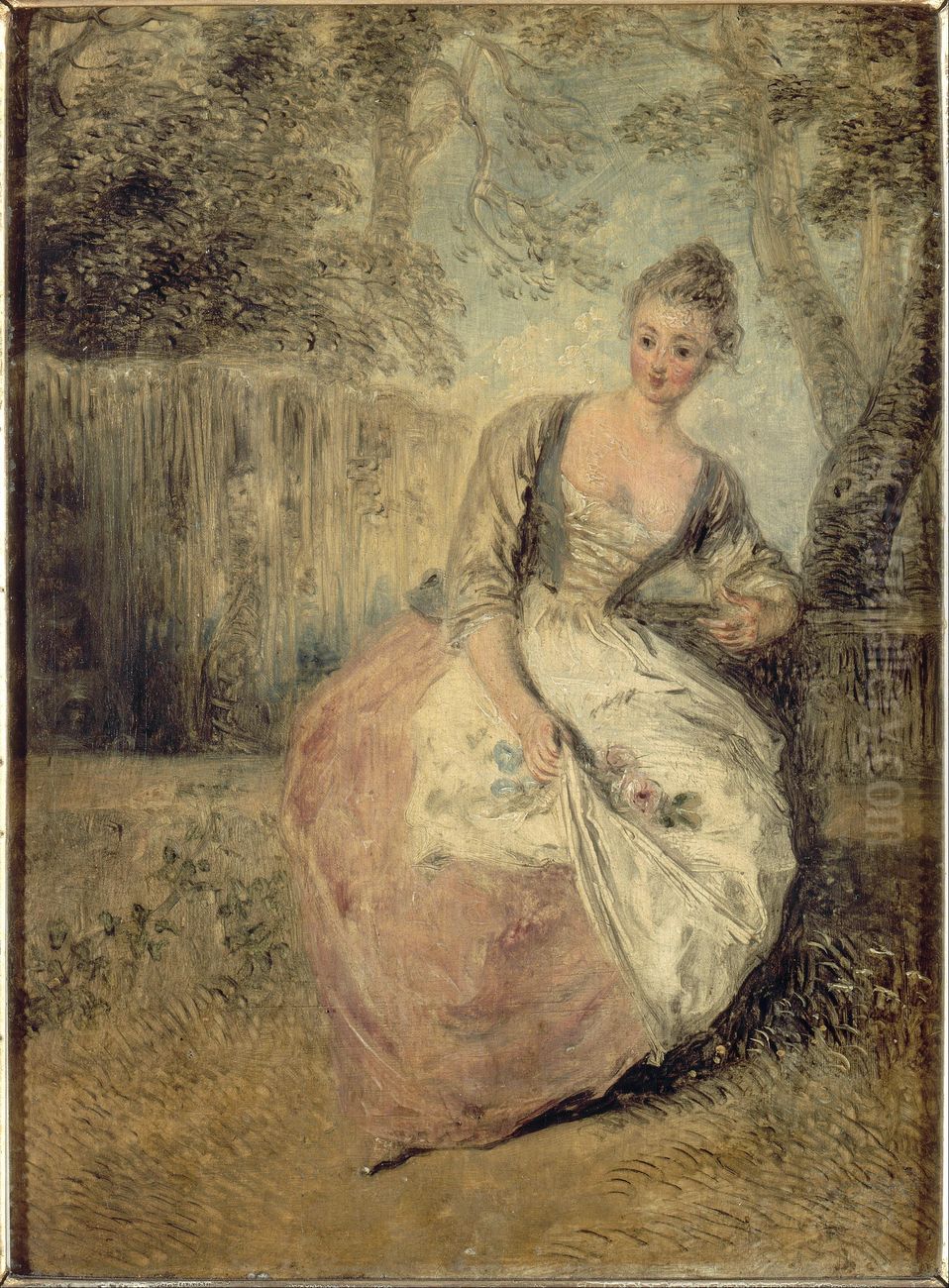L'Amante inquiete Oil Painting by Jean-Antoine Watteau