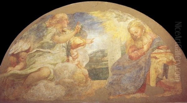 Annunciation Oil Painting by Antonio da Correggio