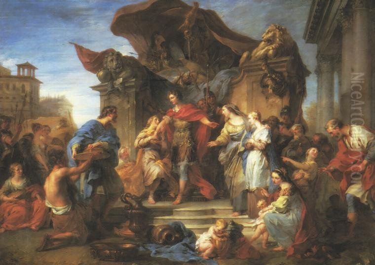 Continence of Scipio by Francois Lemoyne Oil Painting by Francois Lemoyne