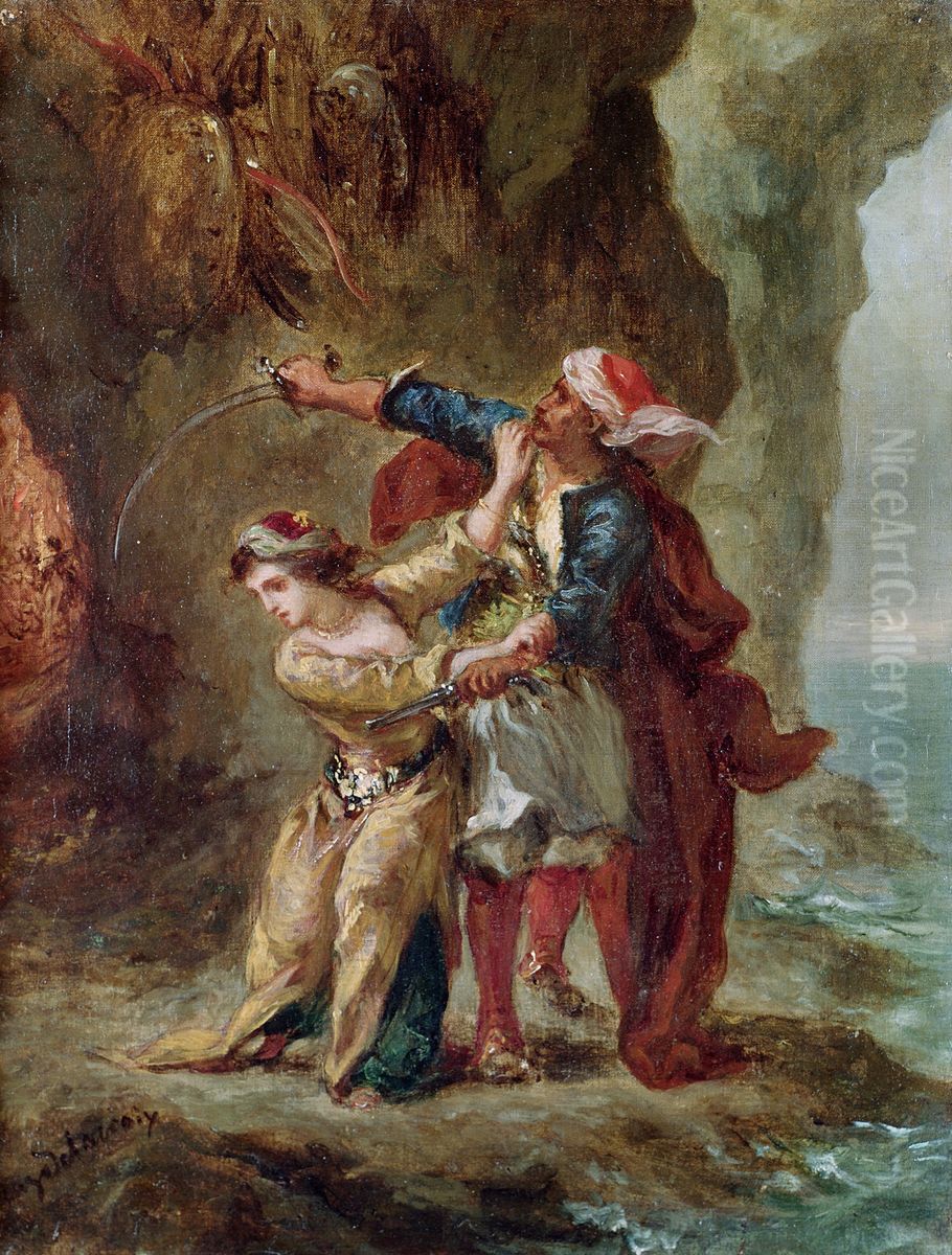 La fiancee d'Abydos Oil Painting by Eugene Delacroix