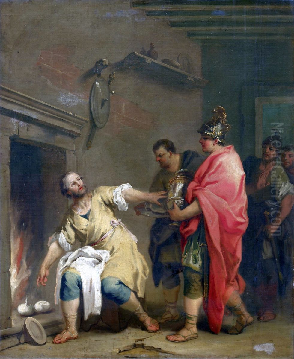 Marcus Curius Dentatus refuses the gifts of the Samnites Oil Painting by Jacopo Amigoni