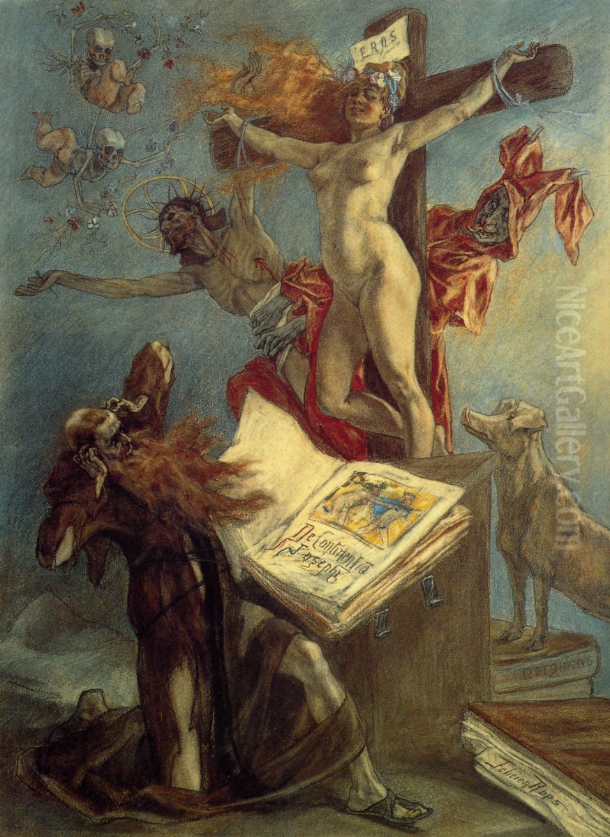 The Temptation of St Anthony Oil Painting by Felicien Rops