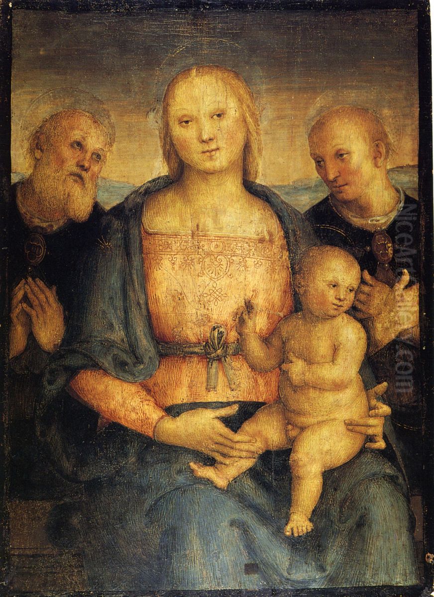 Madonna col Bambino e i Santi Ercolano e Costanzo (Madonna della cucina). Oil Painting by Pietro Vannucci Perugino
