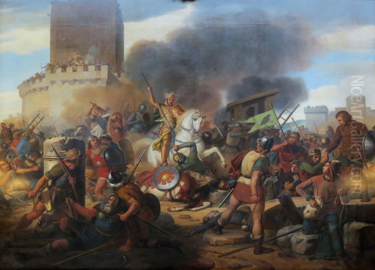 Count Eudes defends Paris Oil Painting by Jean Victor Schnetz