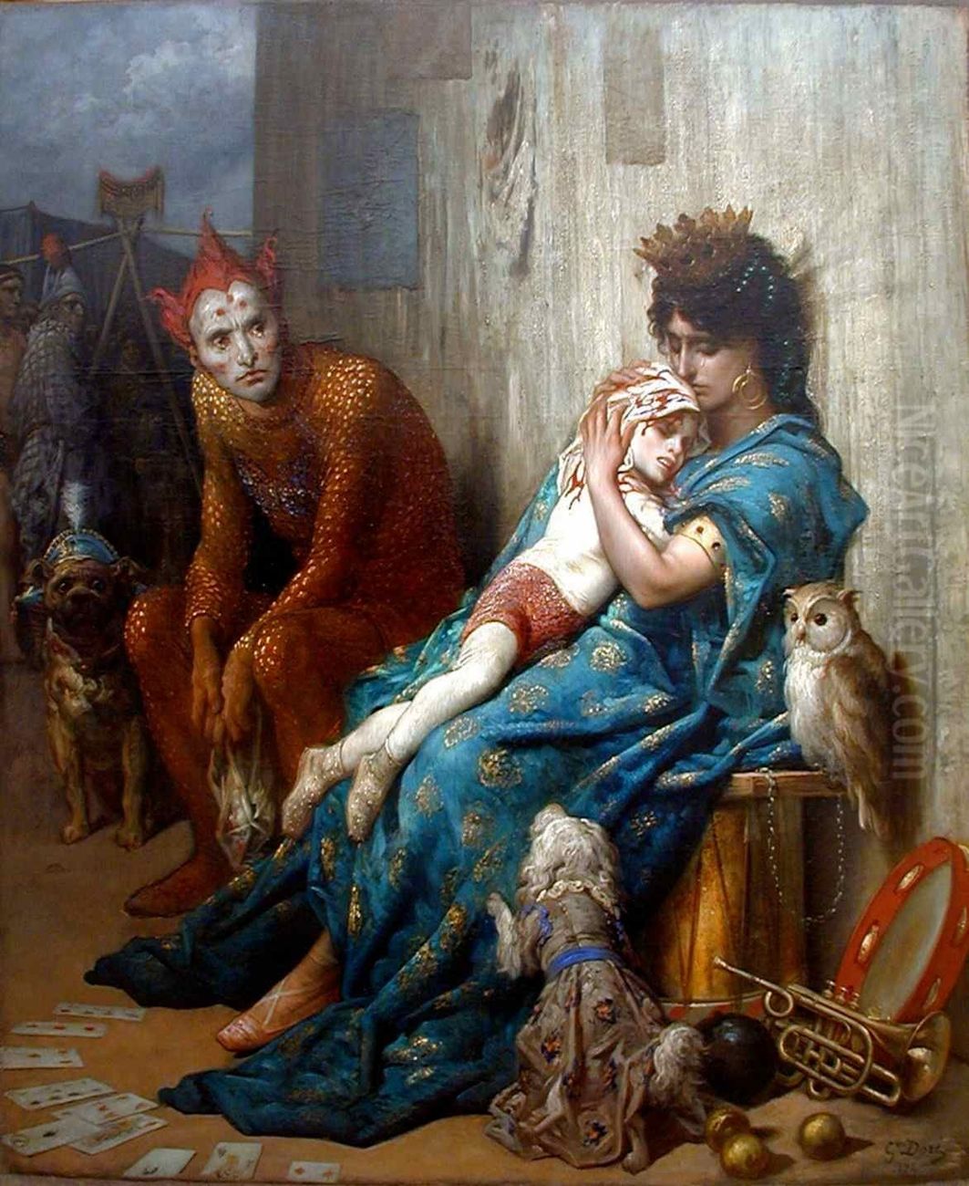 Les Saltimbanques Oil Painting by Gustave Dore