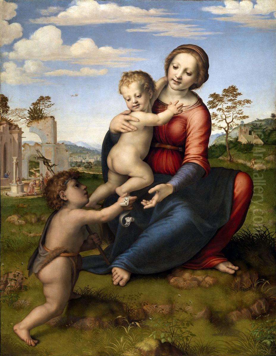 Madonna and Child with the young St. John the Baptist Oil Painting by Francesco Franciabigio