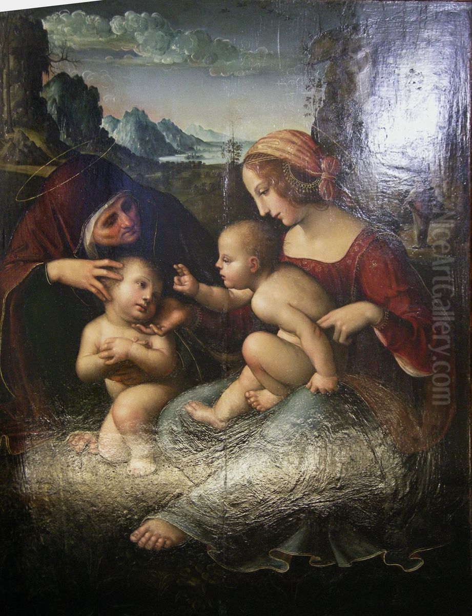 Madonna with Child, Saint Elizabeth and Saint John Oil Painting by Pietro Vannucci Perugino
