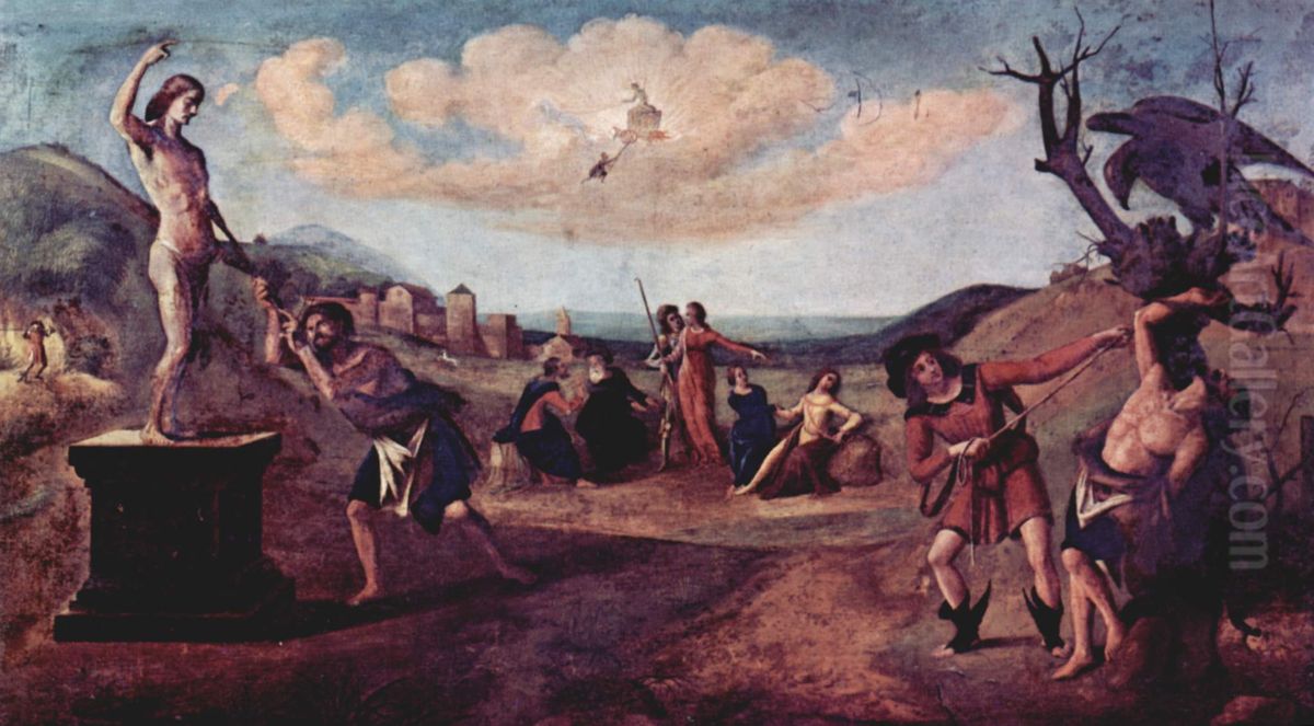 Mythos des Prometheus, Gemaldefolge von funf Bildern Oil Painting by Piero Di Cosimo