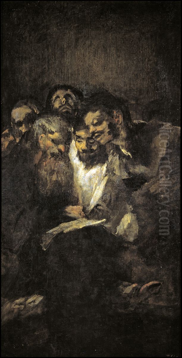 Men Reading Oil Painting by Francisco Goya Fuendetodos