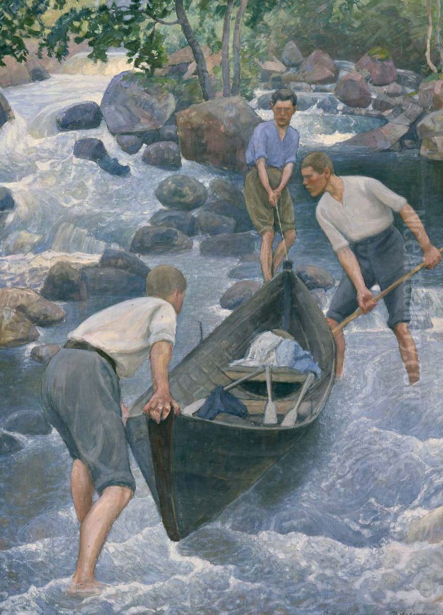 Summer Sporting Oil Painting by Pekka Halonen