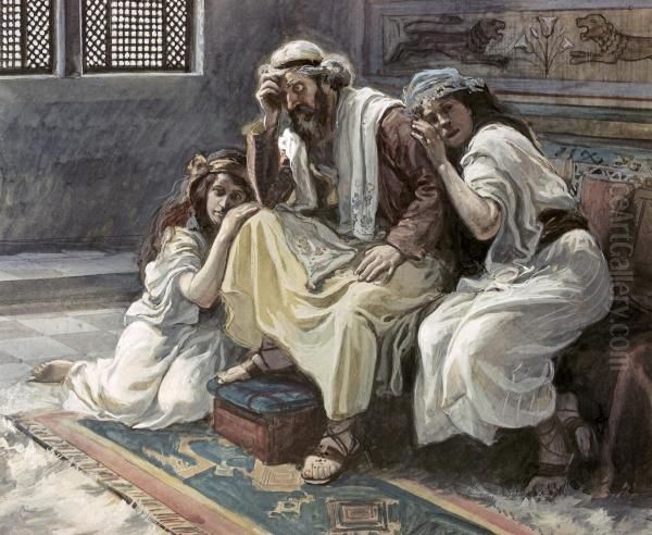 David Mourns His Son Amnon Oil Painting by James Jacques Joseph Tissot