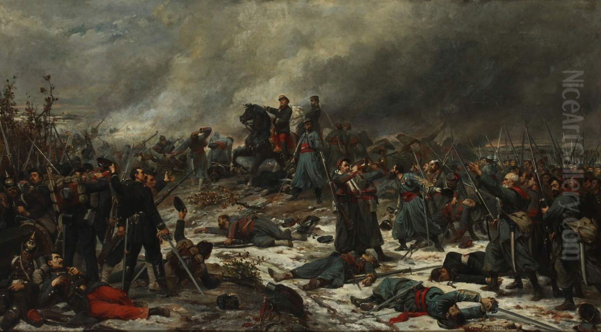 Battle of Auvours, 10 January 1871 Oil Painting by Lionel Royer