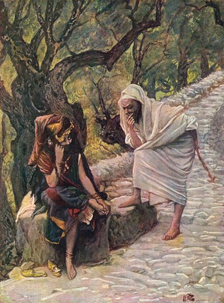 The Meeting of Tamar and Judah Oil Painting by James Jacques Joseph Tissot